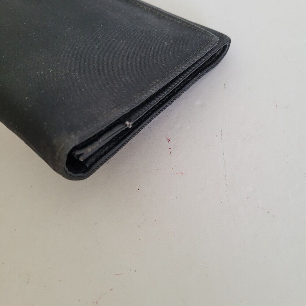 PRADA Vintage Tessuto Nero Black Nylon Leather Logo Plate Wallet Large Envelope - Picture 12 of 12